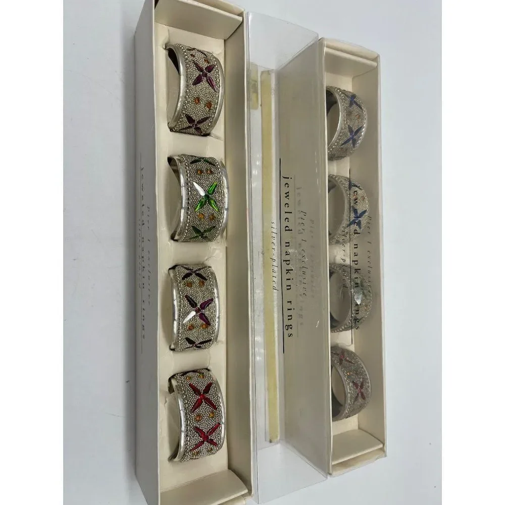 Piet A1 Exclusive Vintage Jeweled Napkin Plated Napkin Rings NEW